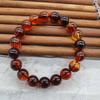 Бирманский Кровавый Янтарь Однорядный Флуоресцентный Меняющий Цвет Смоляной Браслет с Молитвенными Бусинами из Пчелиного Воска