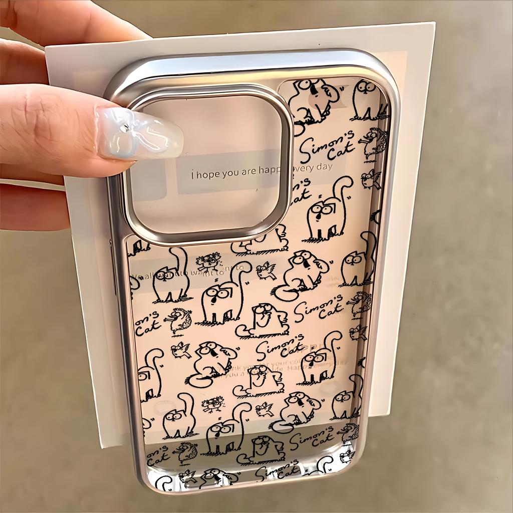 Cute S-Simons-Cat Phone Case for iPhone 17 16e 16 15 14 13 12 11 Air Pro Max X XR XSMAX 8 7 Plus Luxury Clear Soft Back Cover