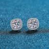 Real Moissanite Square Stud Earring D Color 1ct 925 Sterling Silver For Women Wedding Jewelry with GRA Certificate