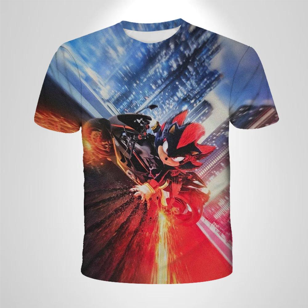 Детская футболка Детская одежда Аниме Соник Ёж Мальчики Футболка Девочки Мультяшная Игра Соник Мужская одежда Летние топы