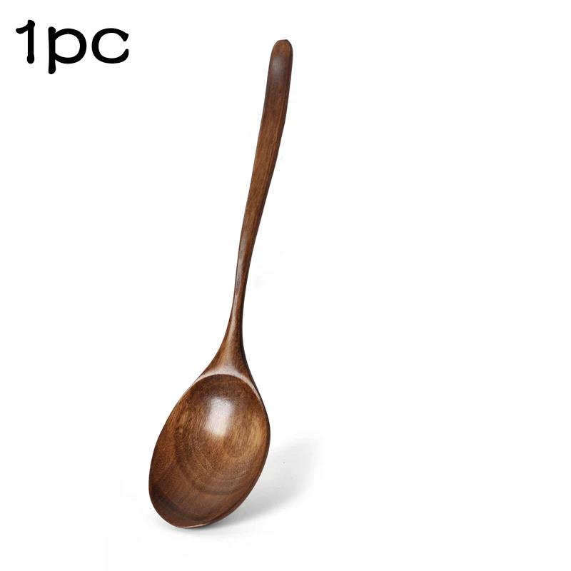 Large Wooden Spoons Natural Wood Soup Spoon Long Handle Honey Coffee Milk Teaspoon Spice Condiment Scoops Tableware Tools4