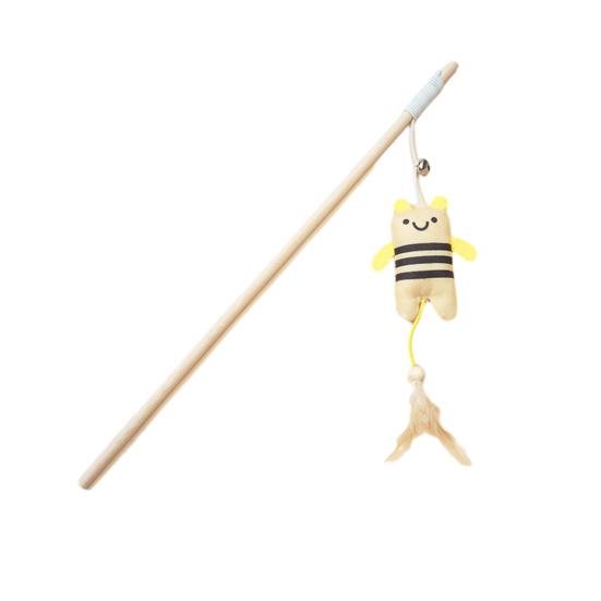 Интерактивная удочка-дразнилка для кошек, перьевая, плюшевое животное, палочка-дразнилка с колокольчиком, игровая игрушка для котят для игры и тренировок в помещении