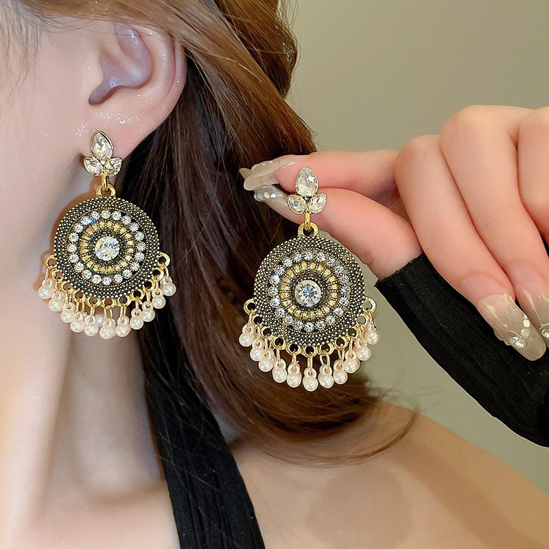 GemChic женские новые винтажные красочные серьги-гвоздики с бахромой из горного хрусталя и каплями воды в этническом стиле на день рождения, подарок на Рождество