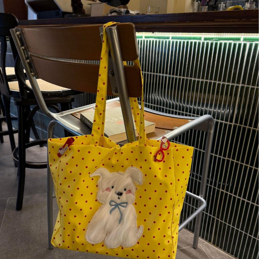 Милая сумка через плечо для щенка в горошек, летняя дорожная сумка для девочек, большая вместимость, сумка для покупок, большая сумка для студентов