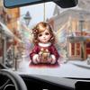 Christmas Tree Ornament with Lanyard Easy To Hang 2D Little Angel Girl Hanging Pendant Car