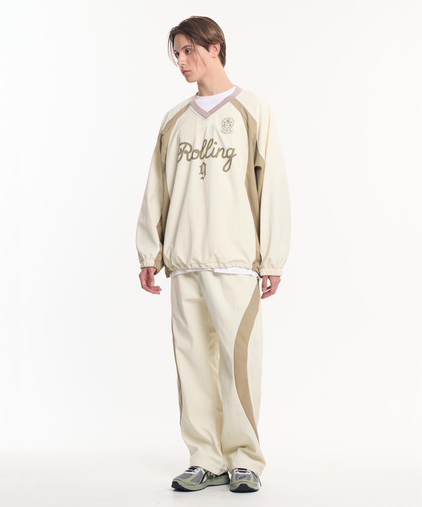 MOO Nylon Side Curve Track Pants - Cream