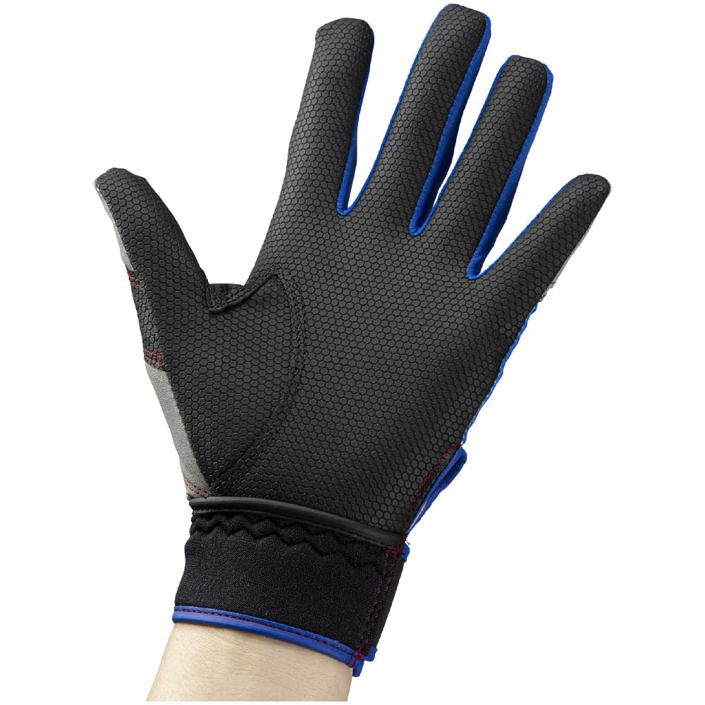 Mizuno Deer Rookie Batting Gloves for Baseball and Softball Exclusive to Mizuno Direct Stores (JM Size) (1EJEY842) - Blue/Gray/Silver (JM Size) -