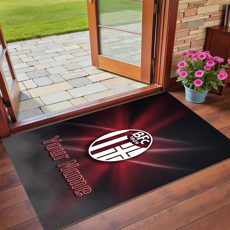 Crystal Velvet Rug Custom Name Text, Soft Non Slip Floor Mat Home DecorBologna FC