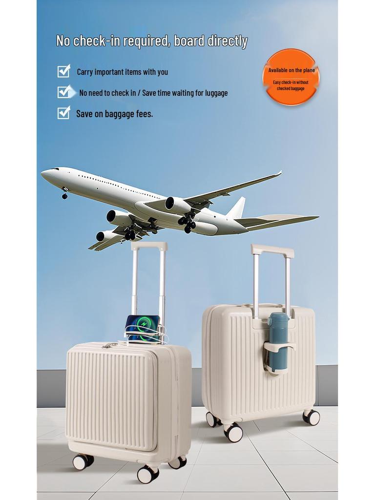 Большой 18-дюймовый чемодан-тележка для ручной клади с боковым открыванием - Унисекс, легкий, с защитой паролем