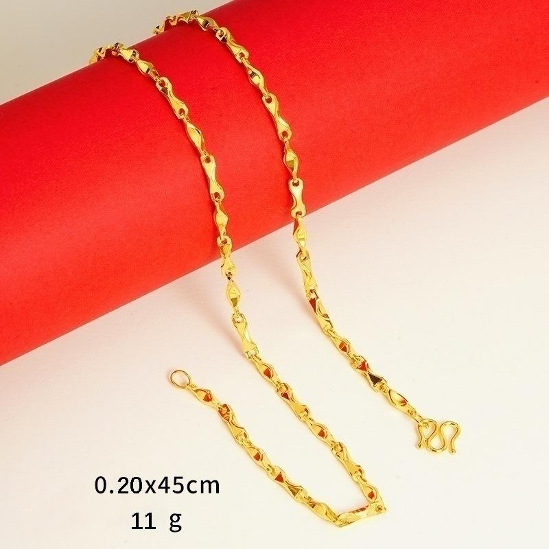 Ювелирные изделия из золотого песка для женщин, долговечная стойкость цвета, высококачественные аксессуары для ключичной цепи Niche, имитация золотой цепи