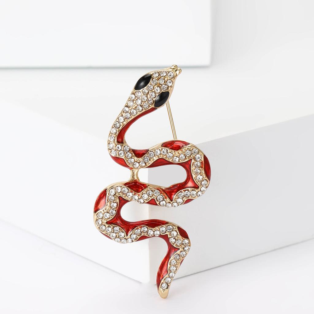 Винтажная брошь в виде змеи со стразами, изящная мужская и женская брошь для пальто, украшение в виде корсажа, булавка в виде животного