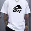 Геометрический принт с буквой REEF, футболка с круглым вырезом и короткими рукавами для мужчин, летняя, из чистого хлопка, модная, повседневная футболка
