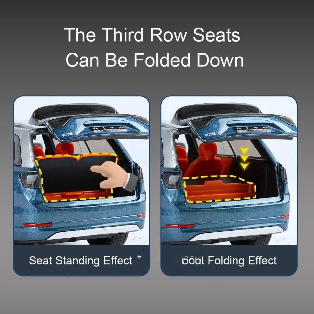 Модель автомобиля из литого под давлением сплава 1/24, AITO M9, съемные колеса, резиновые шины, светомузыкальный автомобиль, внедорожник, подарок на день рождения для детей