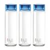Glass Water Bottles For Fridge And Travel Use Leakproof Wide Mouth Easy Clean Durable Design Blue Set Of 3 For Home Office Gym