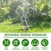 2 шт. Газонный трезубец водяной разбрызгиватель Вращение на 360 градусов Простой в использовании Сплав алюминия Садовый шип Распылитель с 3-рычажным латунным соплом