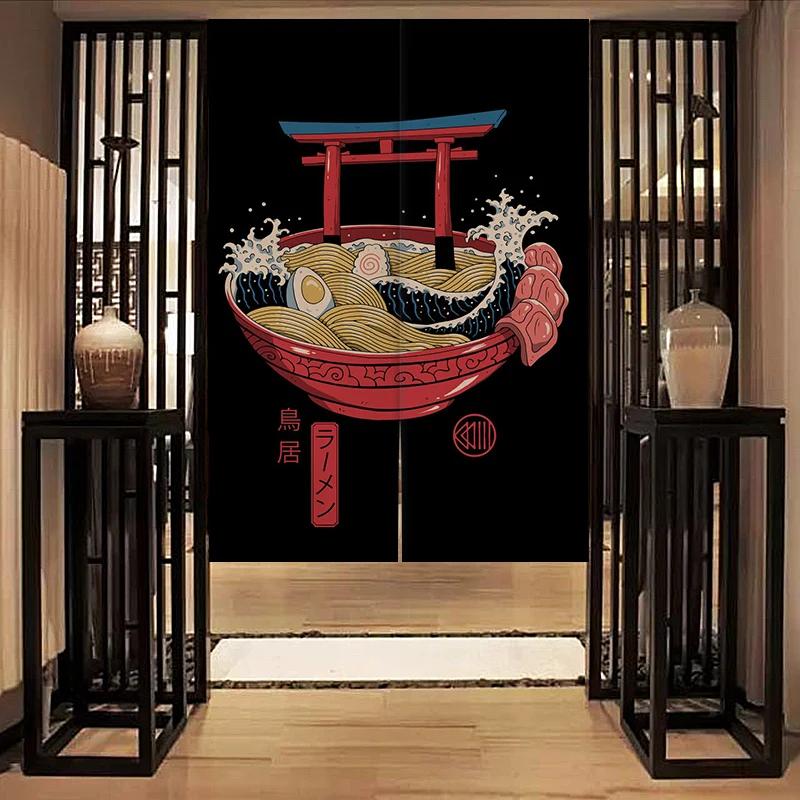 Nordic Door Partition Kitchen Snack Shop Restaurant WartainJapanese Sushi Dharma Fish Door Wartain Printing Bedroom Window