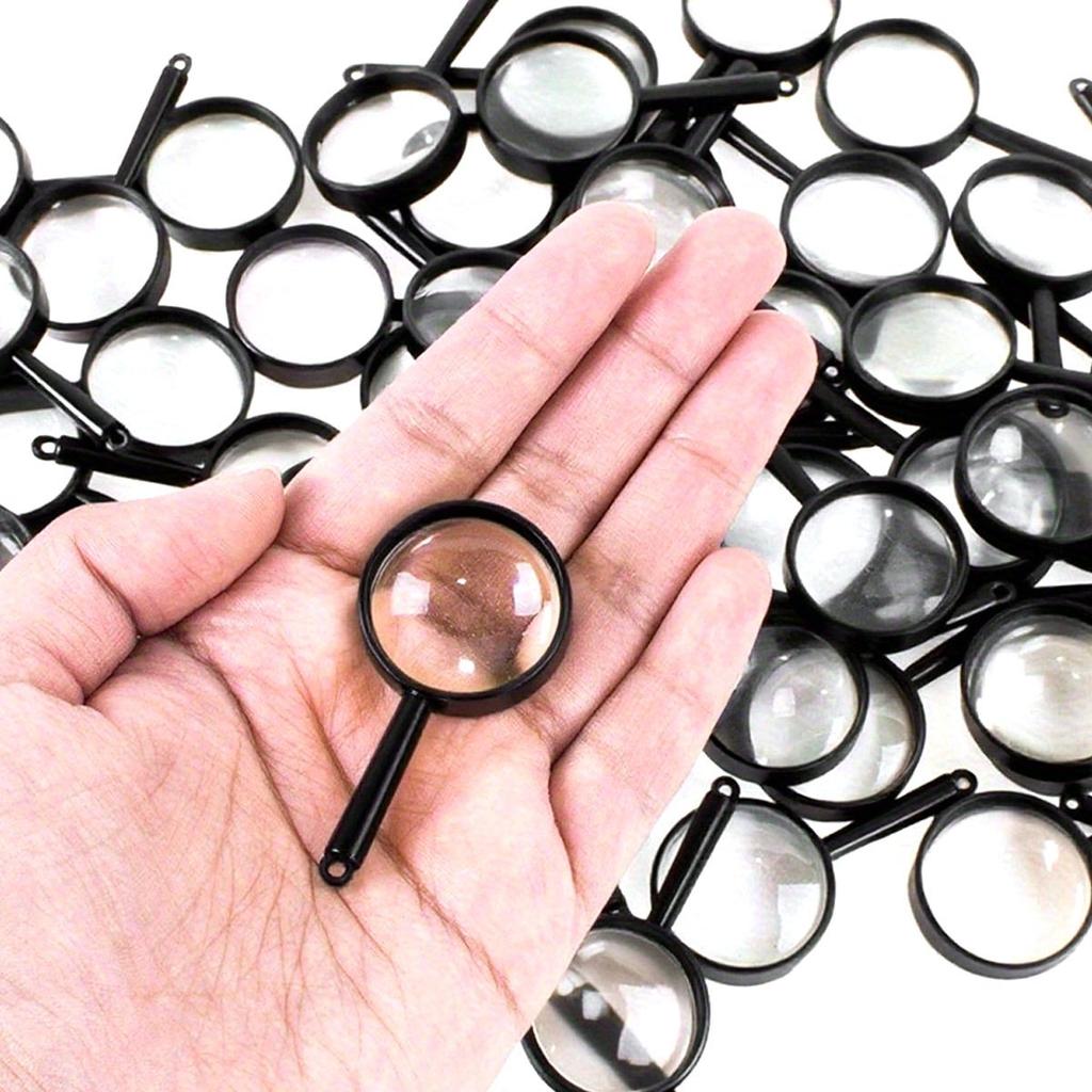 26Pcs 5cm Black Plastic Magnifiers - Portable Handheld Magnifying Glasses for Science Education, Outdoor Field  ZSY