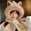 Cute Bear Hat Scarf Mask Two-piece Winter Cycling Warm Windproof Ear Gloves Furry Hat