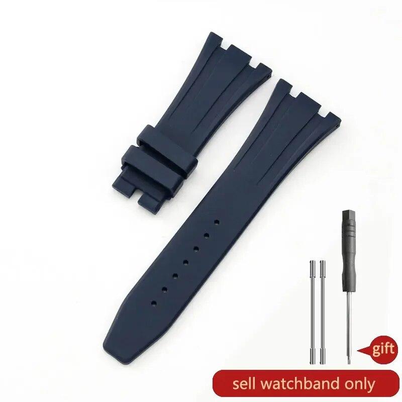 Резиновый силиконовый ремешок для часов для мужчин 27 28 мм для Ap Royal Oak 15400 26320, вогнутый интерфейс, стальной ремешок с складной пряжкой из розового золота