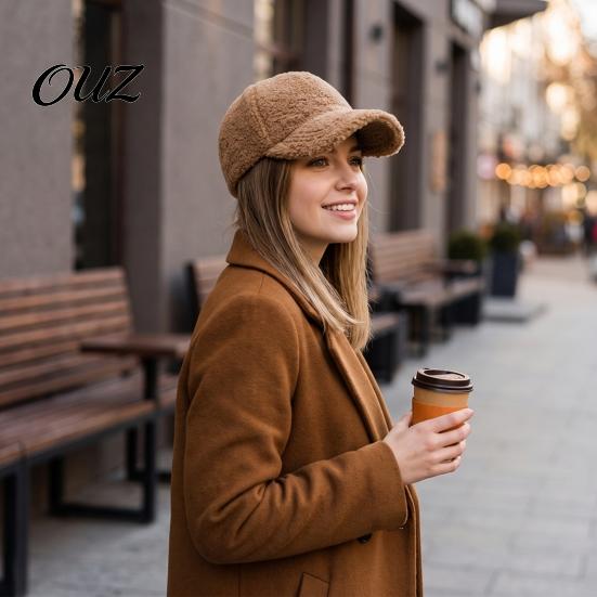 Cozy Winter Gift for Girlfriend Fleece Baseball Cap Women, Warm Peaked Cap, Curved Warmth Retaining Outdoor Brim, Adjustable Hat Sports Street Fashion