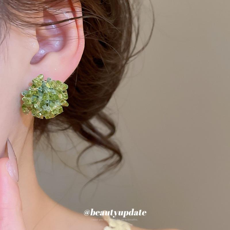 Серьги-феи с серебряной иглой и зеленым кристаллом, женские, пасторальные, нишевые, ручной работы, серьги с темпераментом, женские