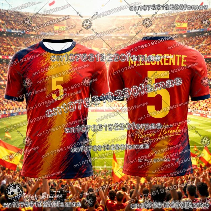 Spanish-style Summer 3D Printed Football Jersey T-shirt Loose and Comfortable Recommended for Sports Wear