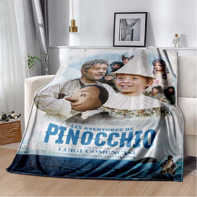 Pinocchio Flannel Throw Blanket, Movie Poster Print Soft Warm Throw Blanket for Sofa Bed Home Decoration