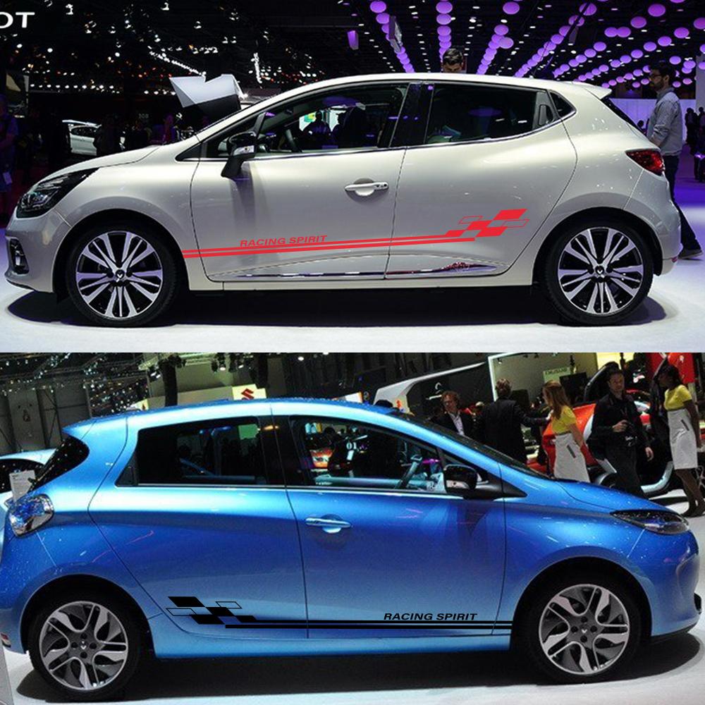 2 шт. Боковые наклейки на двери автомобиля Для Renault Clio Megane Duster Автоаксессуары Графика Racing Spirit Декор Наклейки Виниловая пленка Покрытие