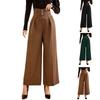 Women  Elastic High Waist Pant Casual Active  Fit Wide Leg Long Pants Trousers With Pockets