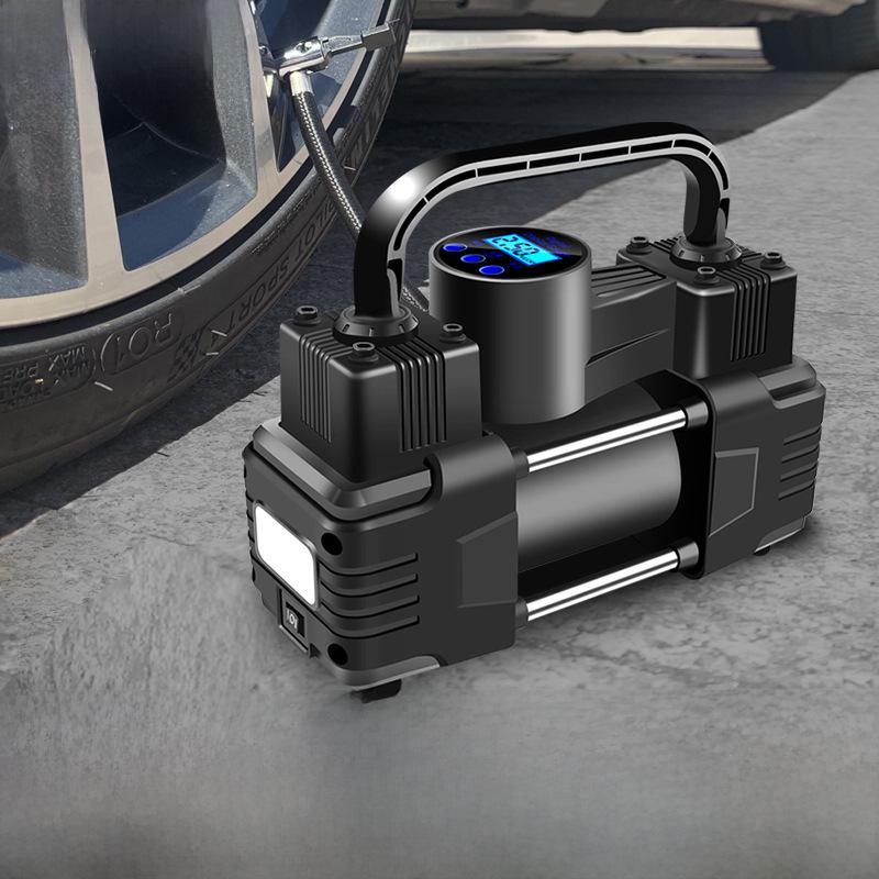 Двухцилиндровый мини портативный 12 В высоковольтный металлический автомобильный воздушный насос