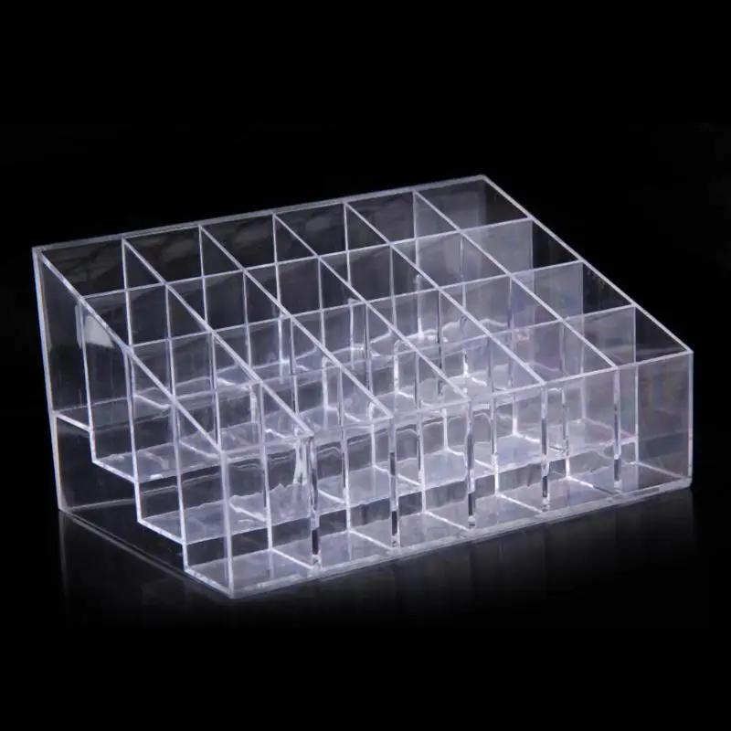 Clear Acrylic 24 Grid Makeup Organizer Storage Box Lipstick Nail Polish Display Stand Holder Cosmetic Jewelry Organizer Box Case