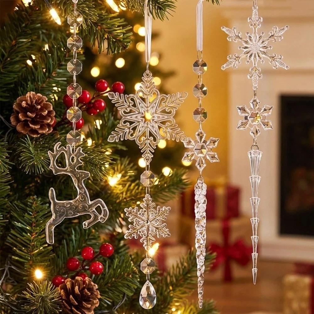 8Pcs Transparent Acrylic Christmas Tree Icicle Decor High Transparency Crystal-Style Christmas Hanging 8PCS