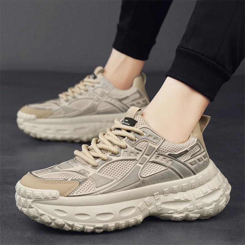 Модная мужская обувь в стиле «папины кроссовки» с эффектом потертости, новинка весны 2025 года, дышащие повседневные кроссовки на толстой подошве-шине