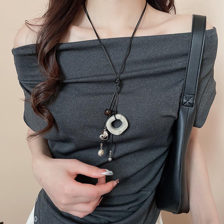 Роскошный кожаный кошелек для монет и наушников в корейском стиле, ожерелье с ключичной цепочкой