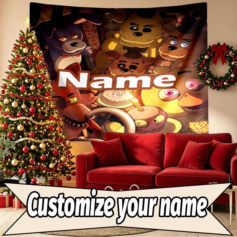 Custom Name Personalized Five Nights at Freddy's Print Tapestry, Wall Art Decor, Bedroom, Dorm, Apartment, LivingRoom, Party Backdrop, Gift for Birthd