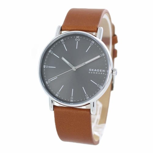 Skagen Men's Signatur Watch in Gray and Brown Leather (SKW6578)