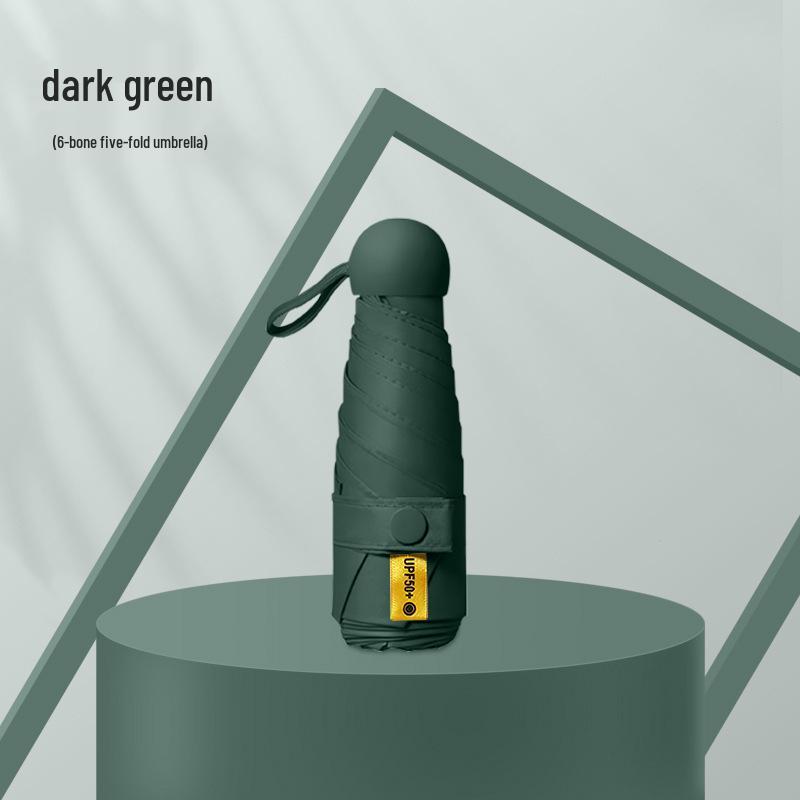 Компактный складной зонт с защитой от УФ-лучей и черной подкладкой