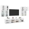7 Piece TV Wall Unit with RGB LED Lights White