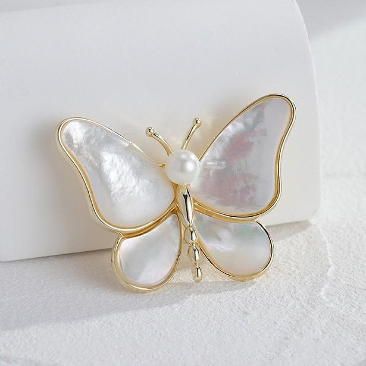 1PCS Butterfly Brooch Elegant Design Sense Rose White Stone Jewelry