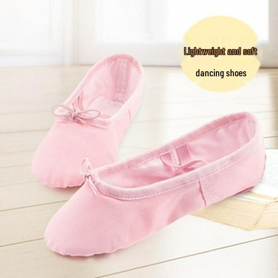 Детские балетные туфли с кошачьей лапкой: Эластичная, Мягкая Подошва, Холщовая Тренировочная Обувь без Шнурков