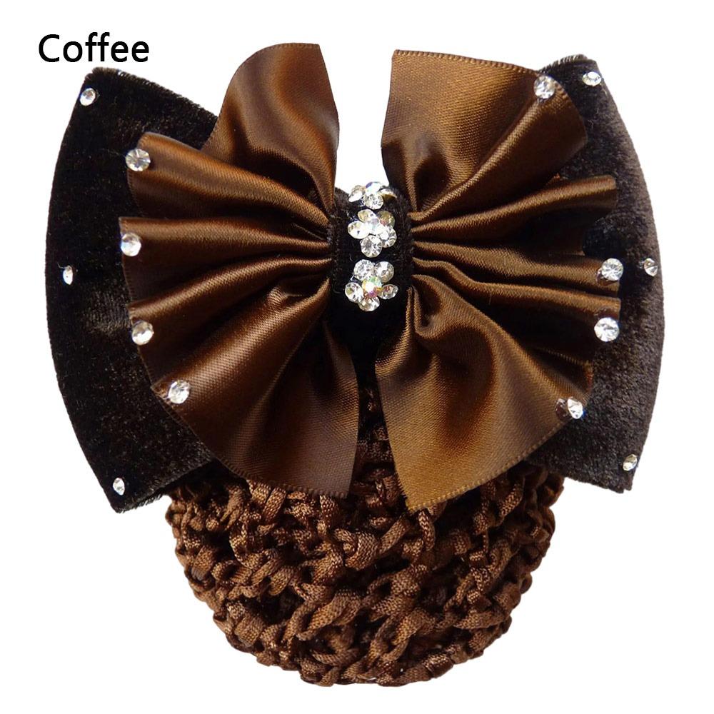 1Pcs Satin Bow Net Bun Hair Cover Bowknot Elastic Hairnet Nurse Stewardess Bun Snood for Women