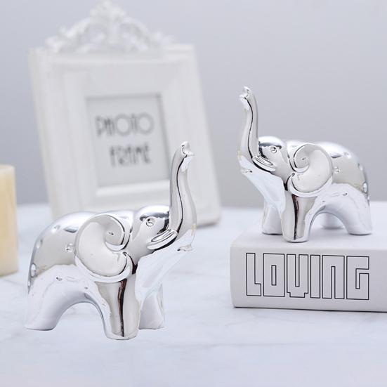 1 Pair Elephant Statue Home Decor Ceramic Elephant Figurines Desktop Elephant Sculpture for Office Bookshelf Living Room