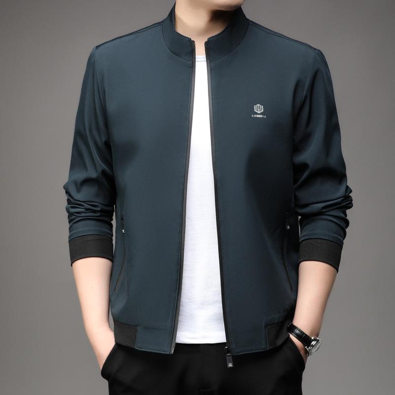 Мужская повседневная куртка в корейском стиле со стойкой - Весна/Осень, Трендовая, Свободного кроя, Большого размера
