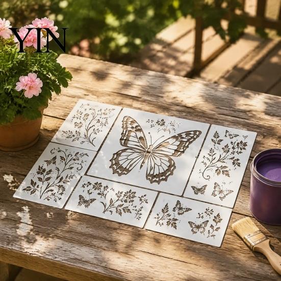 Garden Painting Templates Bloom Wall Stencil Kit, Reusable Floral Templates, DIY Plastic Stencils Art Modular for Walls Wood Fences Home Improvement