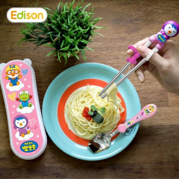 Pororo Infant Correction Practice Stainless Steel Easy Chopsticks Spoon Patty, PO8807 Patty