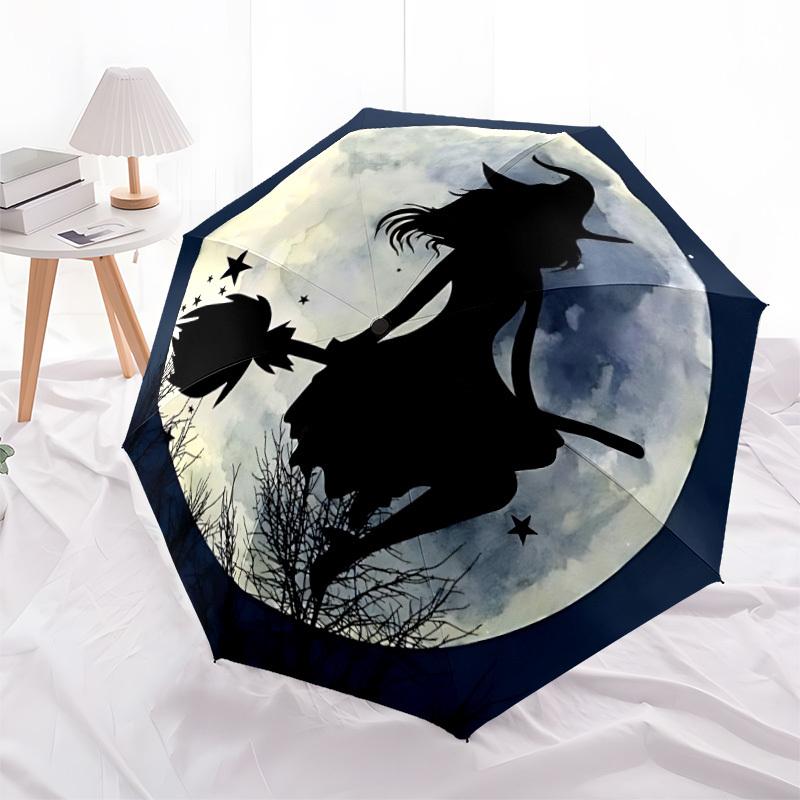 1pc Witch Moon Automatic Open/Close Umbrella, Windproof, Folding Compact Umbrella with Lightweight Design for Women/Men011