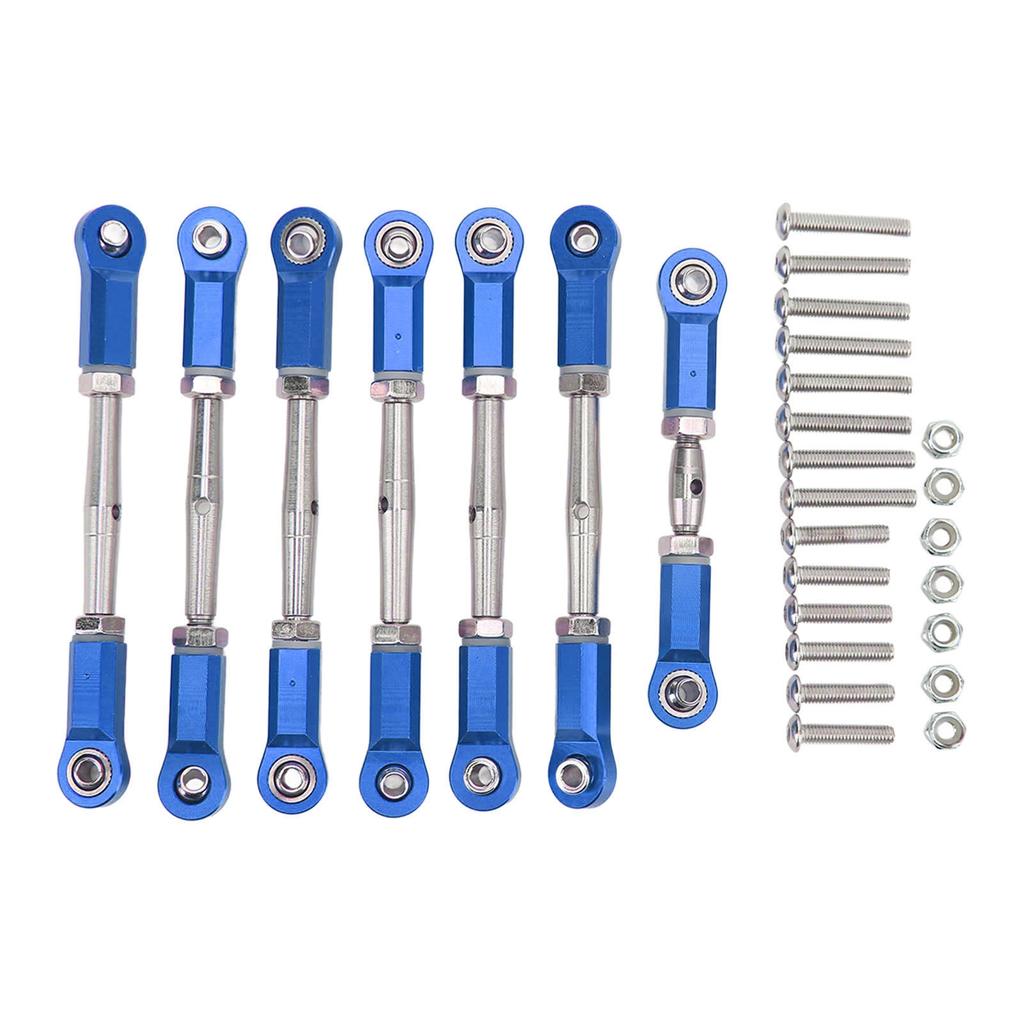 7pcs RC Tie Rod Set Aluminum Alloy Durable Convenient Metal RC Car Link Rod Set for Traxxas 1 10 RC Short Truck Blue