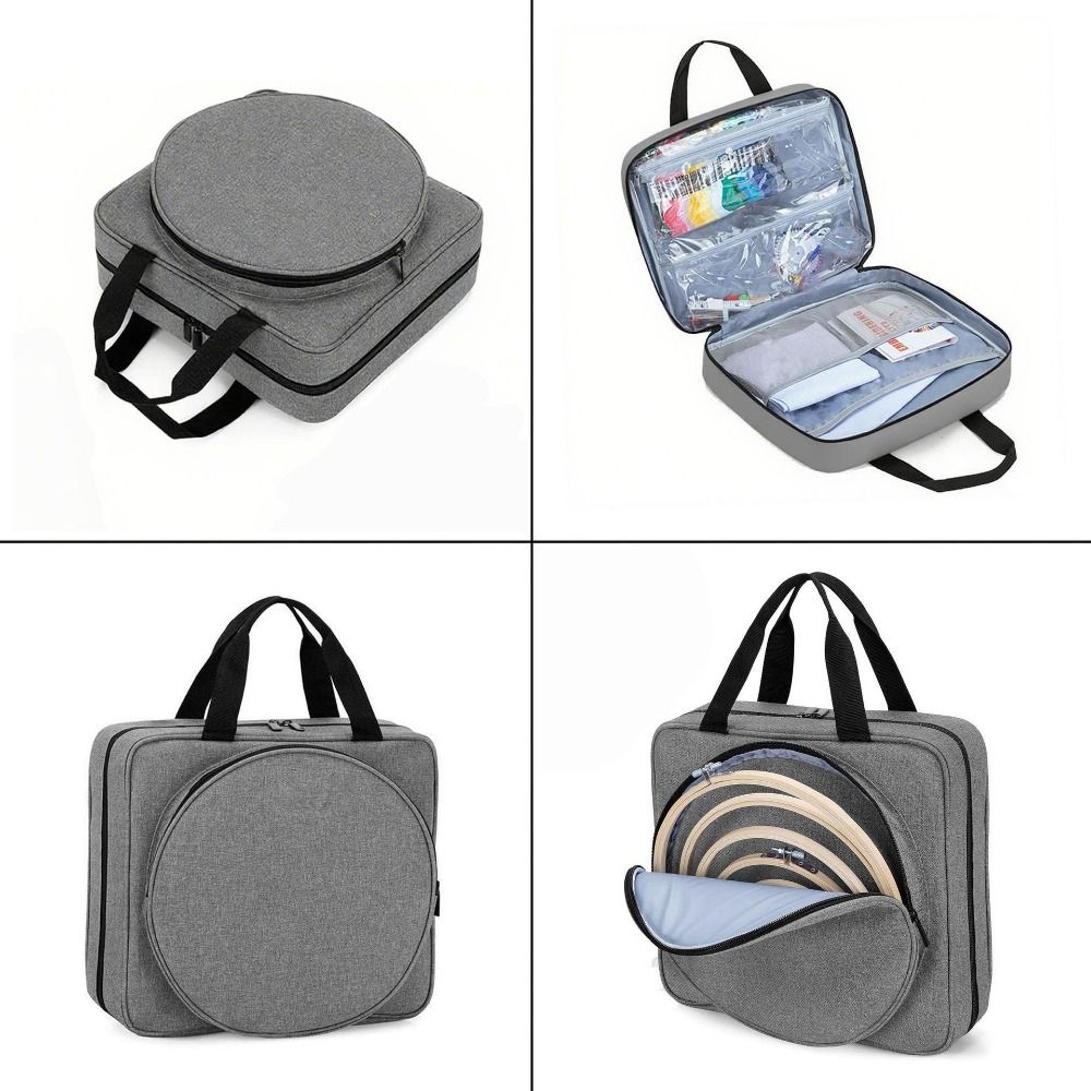 Portable Crochet Storage Bag Padded Interior Embroidery Project Bag Floss Threads Organizer