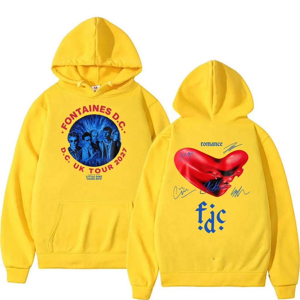 Fontaines D.C Band UK Tour 2027 Print hoodie Unisex Vintage Long sleeve Oversized Sweatshirt Fashion Clothing pullover hooded