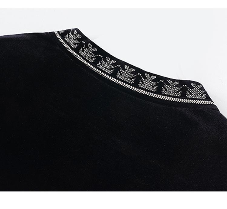Round neck velvet waist cinched dress